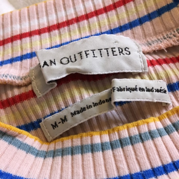 Urban Outfitters - Waist-Length Multicolour Striped Ribbed Mockneck Top - Picture 3 of 4